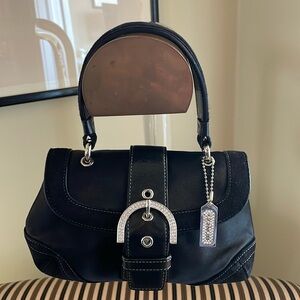 VINTAGE Y2K COACH MADISON SATIN SUEDE RHINESTONE MINI TOP HANDLE 8975 SOHO